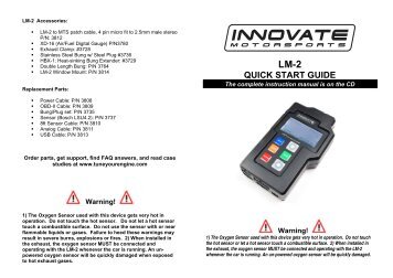 LM-2 Quick Start Guide - Innovate Motorsports