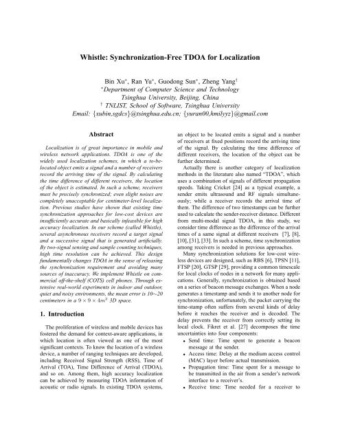Whistle: Synchronization-Free TDOA for Localization - ResearchGate
