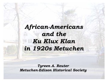 African-Americans and the Ku Klux Klan in 1920s Metuchen