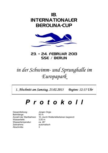 Protokoll fÃ¼r einen Abschnitt - Berolina-Cup