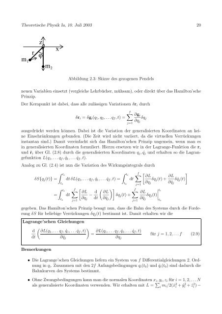 Manuskript zur Theoretischen Physik Ia - Institut für Theoretische ...