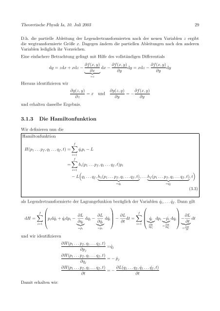 Manuskript zur Theoretischen Physik Ia - Institut für Theoretische ...