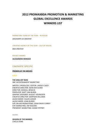 2012 Promax Global Excellence - PromaxBDA