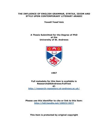 Yowell Yosef Aziz PhD Thesis - University of St Andrews