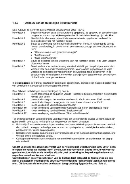 Ruimtelijke Structuurvisie 2005-2015, Gemeente Venlo