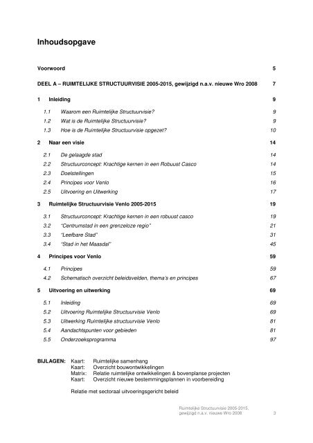 Ruimtelijke Structuurvisie 2005-2015, Gemeente Venlo