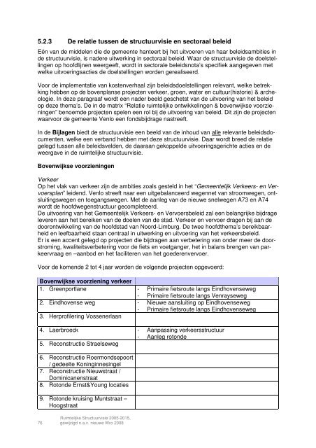 Ruimtelijke Structuurvisie 2005-2015, Gemeente Venlo