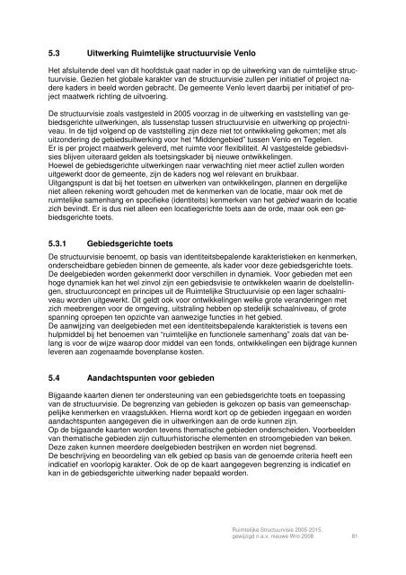 Ruimtelijke Structuurvisie 2005-2015, Gemeente Venlo