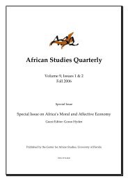 African Studies Quarterly - Center for African Studies at the ...