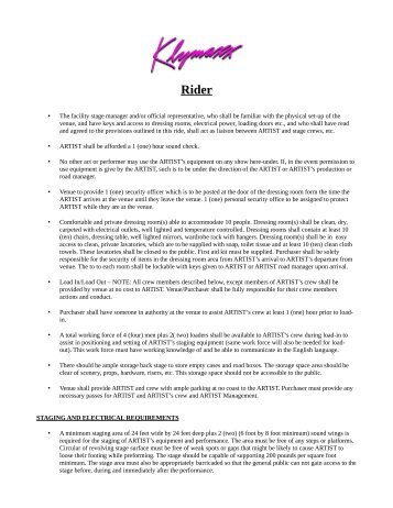 Rider Example - Bradley Entertainment