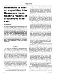 Behemoth or bust: an expedition into Cameroon inves ... - Creation