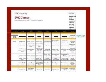 EVK DINNER Allergen info can be found on menu ... - USC Hospitality