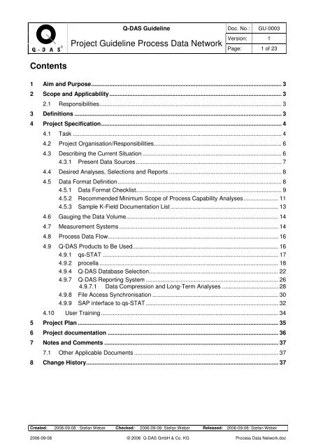 Q Das Report.pdf Project Guideline Process Data Network Contents - Q-DAS