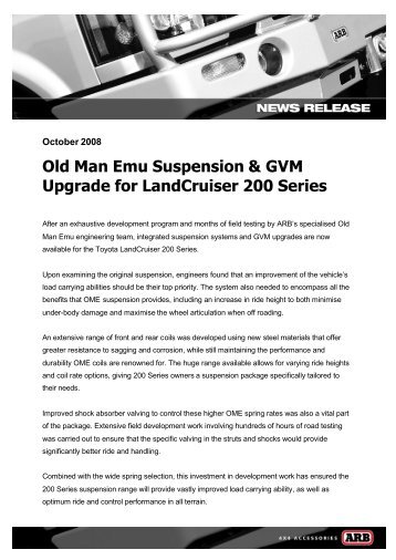 Old Man Emu Suspension & GVM Upgrade For - ARB