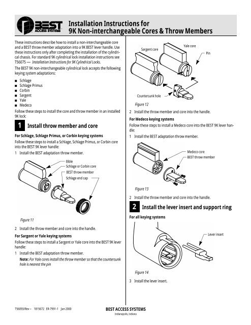 BEST 9K Series Service Manual - Locksmith Security Association of ...