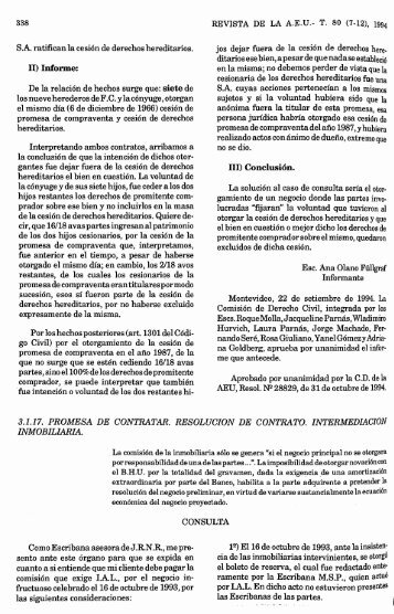REVISTA DE LA AEU- T. 80 (7-12), 1994 SA ratifican la cesiÃ³n de ...