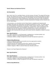 Human Resources Business Partner Job Description ... - Students