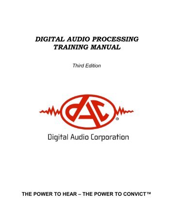 Training Manual-Part I - Digital Audio Corporation