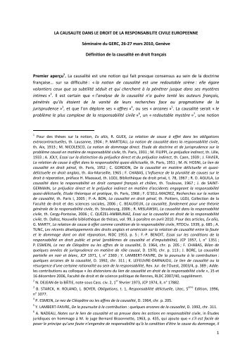 La dÃ©finition du lien de causalitÃ© en droit franÃ§ais - Grerca