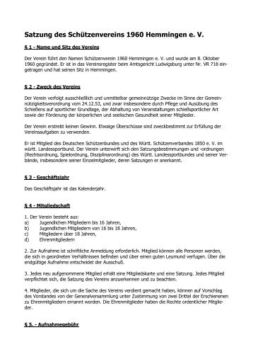 satzung.pdf - Schuetzenverein 1960 Hemmingen e. V.