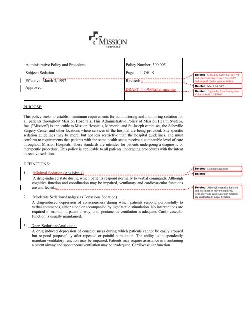 PRE-SEDATION EVALUATION FORM (DRAFT) - Mission Health