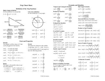 trig laws cheat sheet trig laws cheat sheet