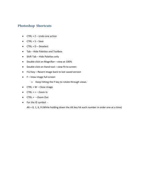Photoshop Shortcuts