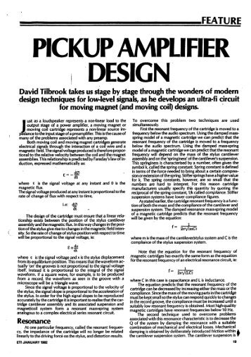 ETI  Jan-Feb 1982 RIAA PHONO Pre-amp design