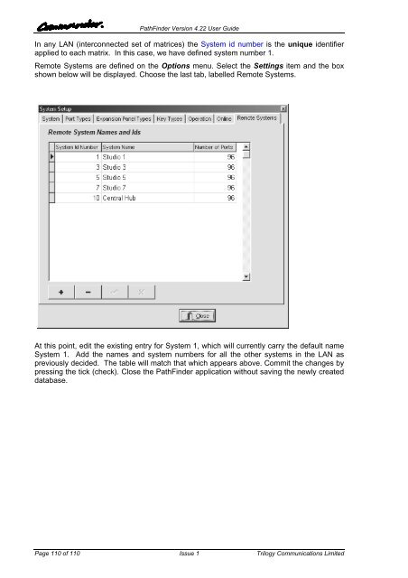PathFinder Software Configuration Guide - Trilogy Communications