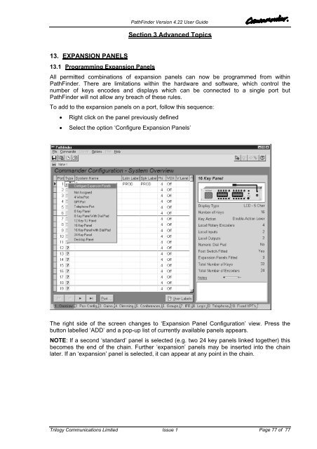 PathFinder Software Configuration Guide - Trilogy Communications