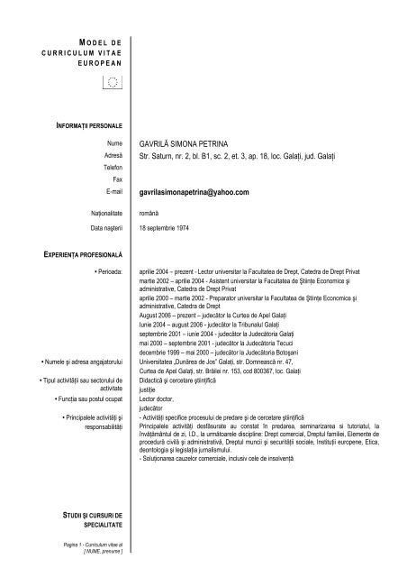 CV Gavrila Simona.pdf - Facultatea de Drept