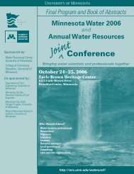 Conference - Water Resources Center - University of Minnesota