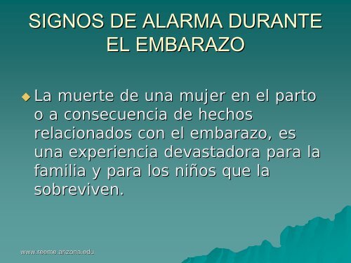 signos de alarma durante el embarazo - Reeme.arizona.edu