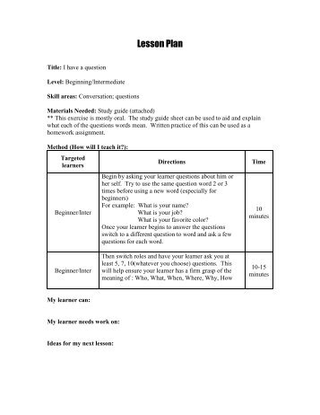 I Have a Question Beginner Lesson Plan.pdf - Project SHINE