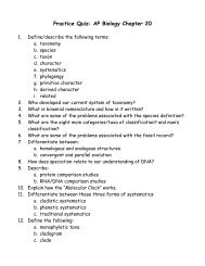 Practice Quiz: AP Biology Chapter 20