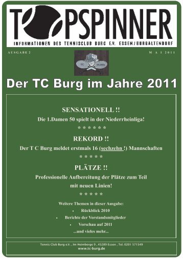 REKORD !! Der TC Burg meldet erstmals 16 (sechzehn !)