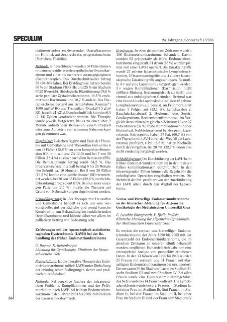 Sonderheft Spekula Abstracts 2006 - Dr. Harald Lass - Die Frau im ...