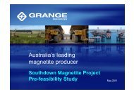 Australia's leading magnetite producer - Grange Resources