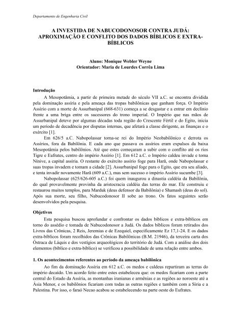 A INVESTIDA DE NABUCODONOSOR CONTRA JUDÃ - PUC-Rio