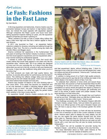 Le Fash: Fashions in the Fast Lane - Sidelines Magazine