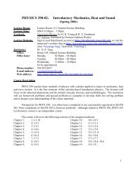 PHYSICS 298-02: Introductory Mechanics, Heat and Sound