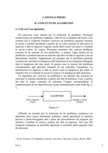 1 CAPITOLO PRIMO IL CONCETTO DI ALGORITMO1 1.1 ... - Filosofia