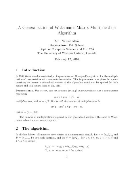 A Generalization of Waksman's Matrix Multiplication Algorithm