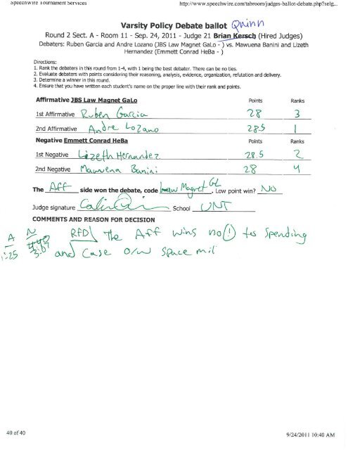 Varsity Policy Debate ballot QWW Vi - dallasurbandebate