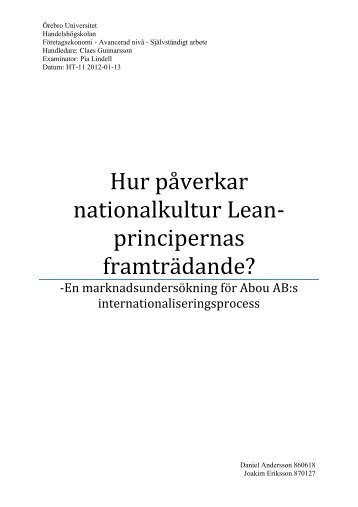 Nationalkultur Leanprinciper - Lean Forum