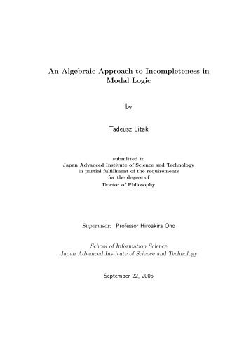 An Algebraic Approach to Incompleteness in Modal Logic by ...