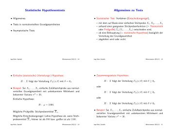 Statistische Hypothesentests Allgemeines zu Tests