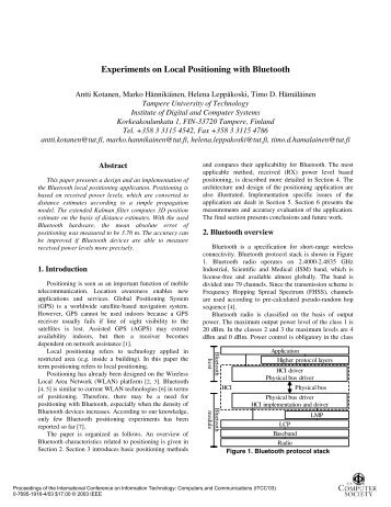 Experiments on local positioning with bluetooth ... - IMPACT