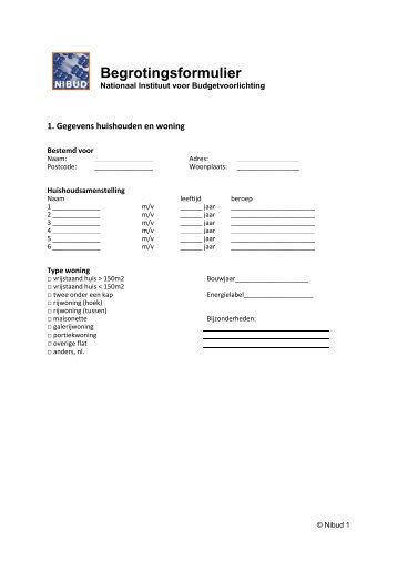 Download het begrotingsformulier - Nibud