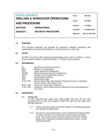 saudi aramco drilling & workover operations hse ... - Oil Field Trash